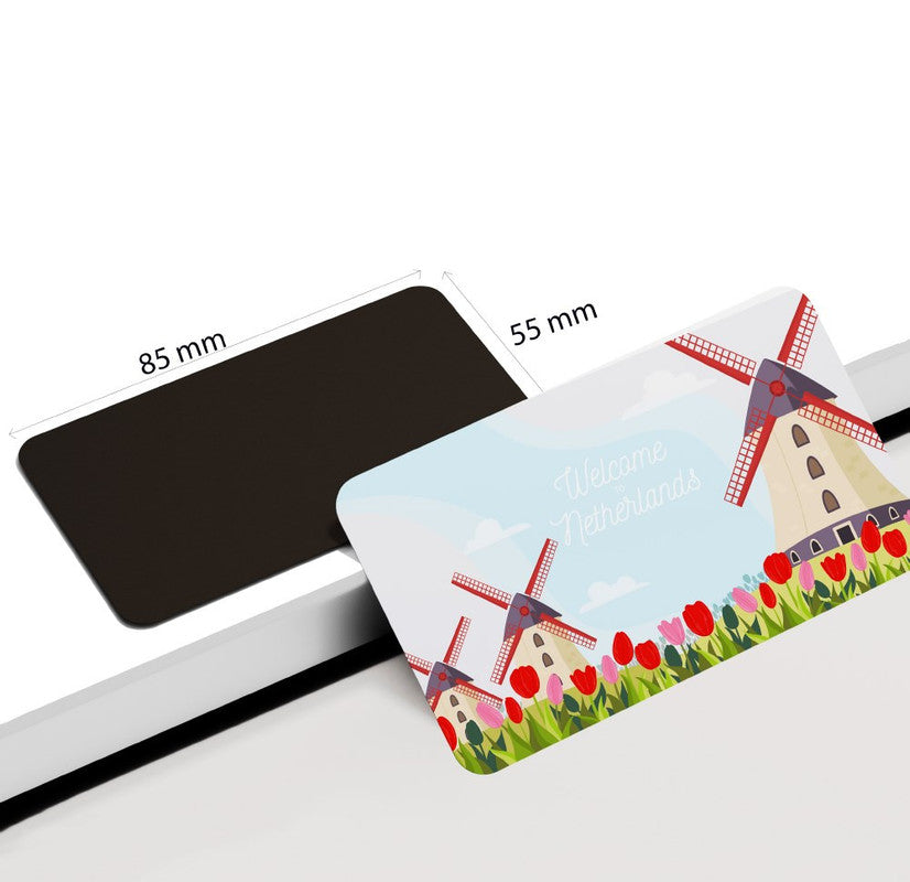 dhcrafts Rectangular Rubber Fridge Magnet / Magnetic Card Multicolor Nietherlands Design Pack of 1 (8.6cm x 5.4cm)